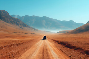 Camping tent close up concept of traveling on dirt roads on an off-road vehicle.