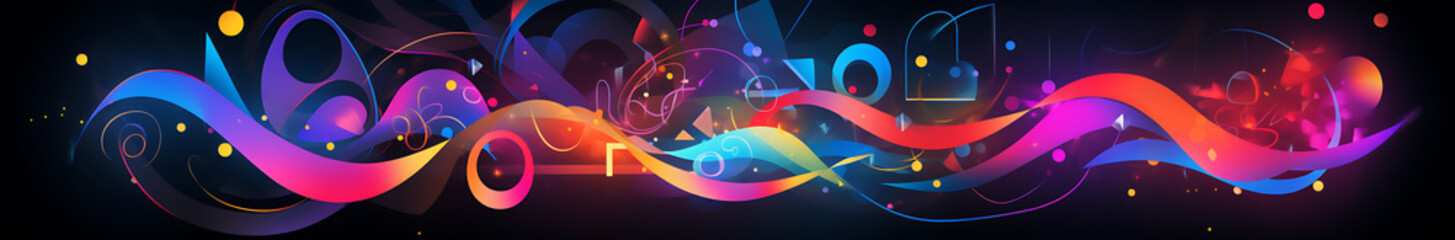 abstract colorful background with neon glowing lines, glow in the dark style.
