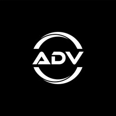 ADV letter logo design with black background in illustrator, cube logo, vector logo, modern alphabet font overlap style. calligraphy designs for logo, Poster, Invitation, etc.