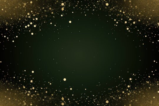 khaki green golden blank frame background with confetti glitter and sparkles
