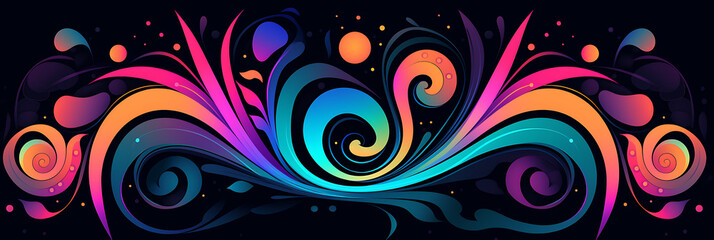 abstract colorful background with neon glowing lines, glow in the dark style.