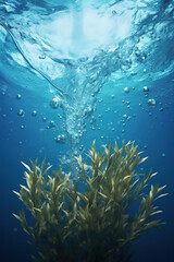 Naklejka na ściany i meble Save a water, save the ocean concept. Nature background, underwater scene with copy space.