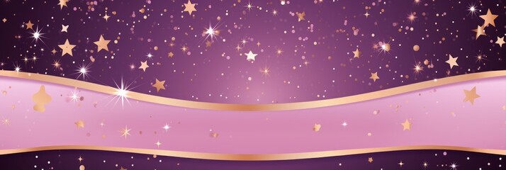 mauve lilac golden blank frame background with confetti glitter and sparkles