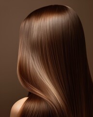 side view of a woman with shining straight hair - ai-generated