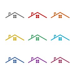 House roof icon logo icon isolated on white background. Set icons colorful