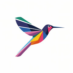 Flat Logo of Vector Hummingbird Design.