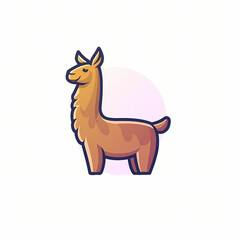 Flat Logo of Vector Llama Design.