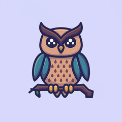 Flat Logo of Vector Owl Design.