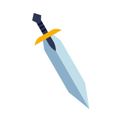 Magical cartoon steel sword, knight weapon or knife blade. Fantasy game weapon icon in flat style. Vector illustration