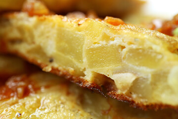 Closeup of Mouthwatering Spanish Omelet or Tortilla de Patatas