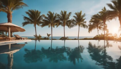 Fototapeta premium Luxury Swimming pool in front of beach