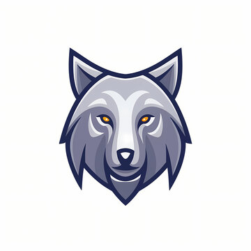 Flat Logo of Vector Wolf Design.