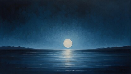 Moon over the lake in the mid night illustration