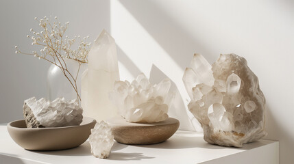 Fototapeta na wymiar Assorted clear quartz crystals