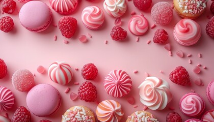 Candies and fruits as a frame with space for text