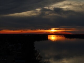 Naklejka premium Sunset at Reelfoot Lake in Tennessee