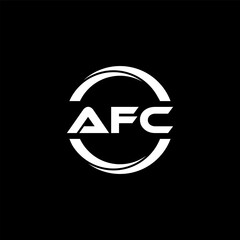 AFC letter logo design with black background in illustrator, cube logo, vector logo, modern alphabet font overlap style. calligraphy designs for logo, Poster, Invitation, etc.