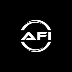 AFI letter logo design with black background in illustrator, cube logo, vector logo, modern alphabet font overlap style. calligraphy designs for logo, Poster, Invitation, etc.