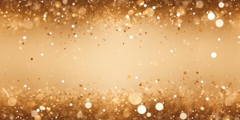 Fototapeta na wymiar tan golden blank frame background with confetti glitter and sparkles