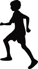 a boy running body silhouette vector