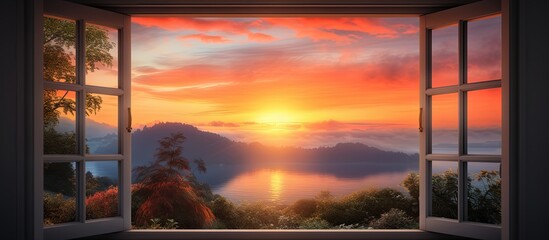 Gaze at a stunning sunrise through your window.