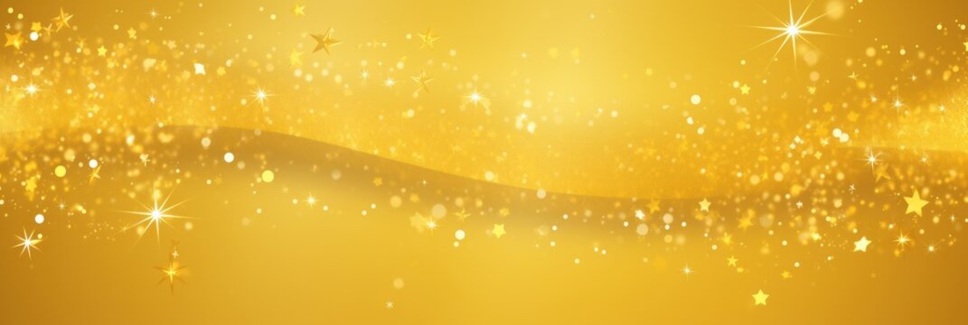 yellow golden blank frame background with confetti glitter and sparkles