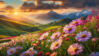 landscape with flowers