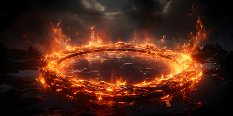 Close up of fire burning on ring in dark - Powered by Adobe