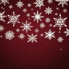 Naklejka na ściany i meble Maroon christmas card with white snowflakes vector illustration 