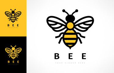 Bee logo vector. Beekeeping design. Insect illustration.	