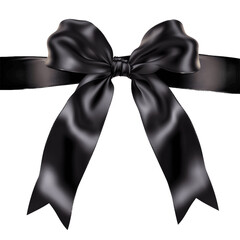 a black ribbon with a bow on it, transparent background