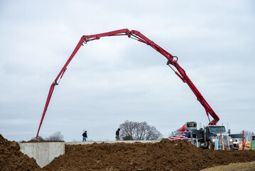 foundation pouring pouring foundation with concrete mixer