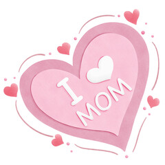 I love mom text with hearts  