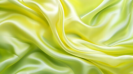 Yellow lime green abstract silk fabric background textured. Silk shiny fabric. High-resolution