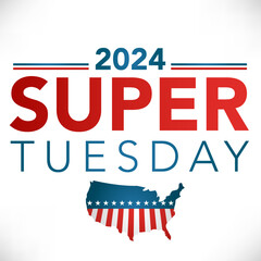 2024 Super Tuesday Banner - Vote, Government, and Patriotic Symbolism and Colors - Red White and Blue