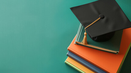 Top View of Academic Cap on Books.
