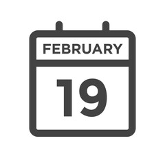 February 19 Calendar Day or Calender Date for Deadlines or Appointment