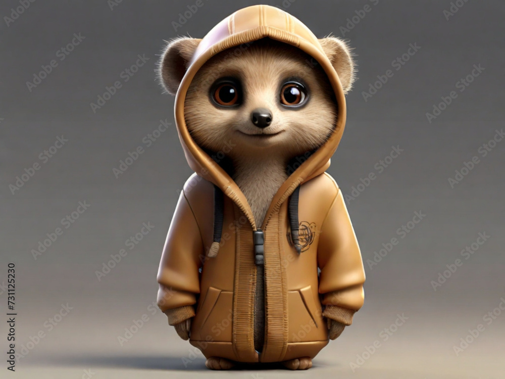 Poster animated Meerkats wearing hoodie