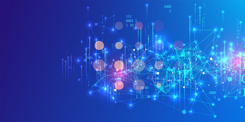 Big Data. Abstract digital futuristic vector illustration on technology background. Data mining and management concept. Hand drawn art. © Alex