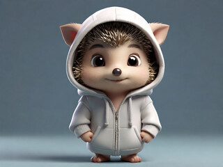 animated mini hedgehog wearing hoodie