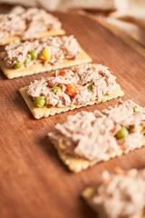 Tuna salad and mayonnaise with crackers