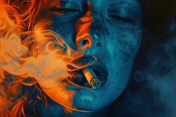 Inhaling Thoughts A Cigarette's Dance with a Woman's Lips