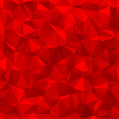 Low polygon shapes, red background, scarlet crystals, triangles mosaic, creative origami wallpaper, templates vector design