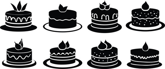 Cake silhouettes set. Vector illustration