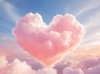 Heart shaped pink cloud on the sky. Valentine's Wallpaper.