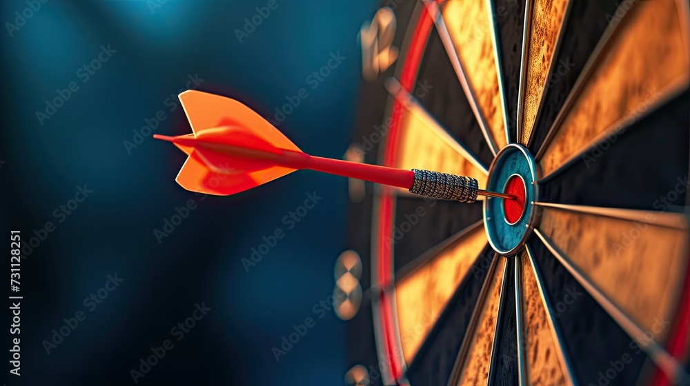 Poster dartboard with dart arrow in the center