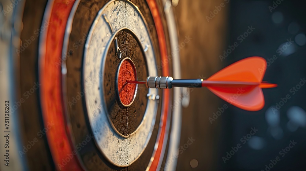 Poster dartboard with red dart arrow on it