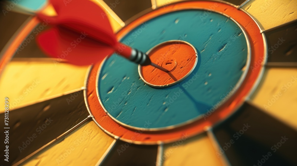 Poster dartboard with arrow in the center