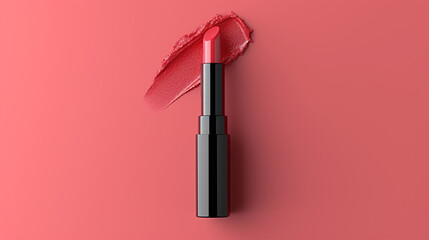 a blank gray lip plumper gloss tube on a light red background, with a sponge applicator and a gloss effect.  - obrazy, fototapety, plakaty
