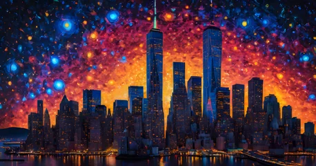 Papier Peint photo Lavable Etats Unis NYC Background Mosaic